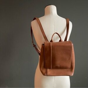 Matt & Nat Brown Vegan Leather Mini Backpack | Convertible | Minimalist